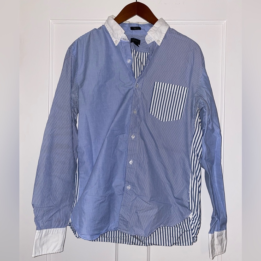 Jcrew multi pattern, Blue Striped Men's Shirt